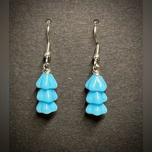 Handmade Icy Blue Christmas Tree Earrings